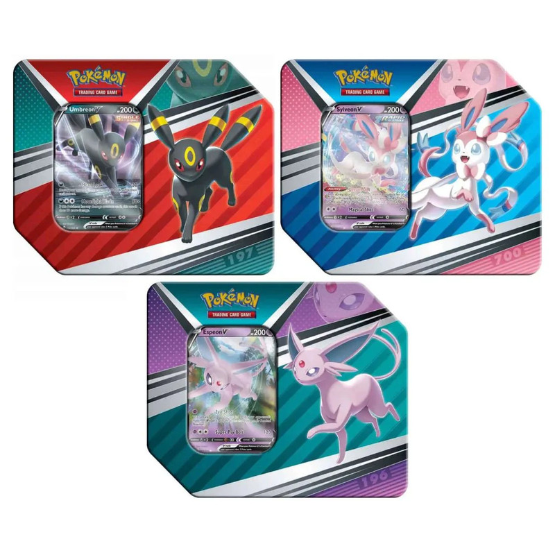 Pokemon TCG : V Heroes Tin Spring 2022 Espeon/Umbreon/Sylveon - بطاقة بوكيمون